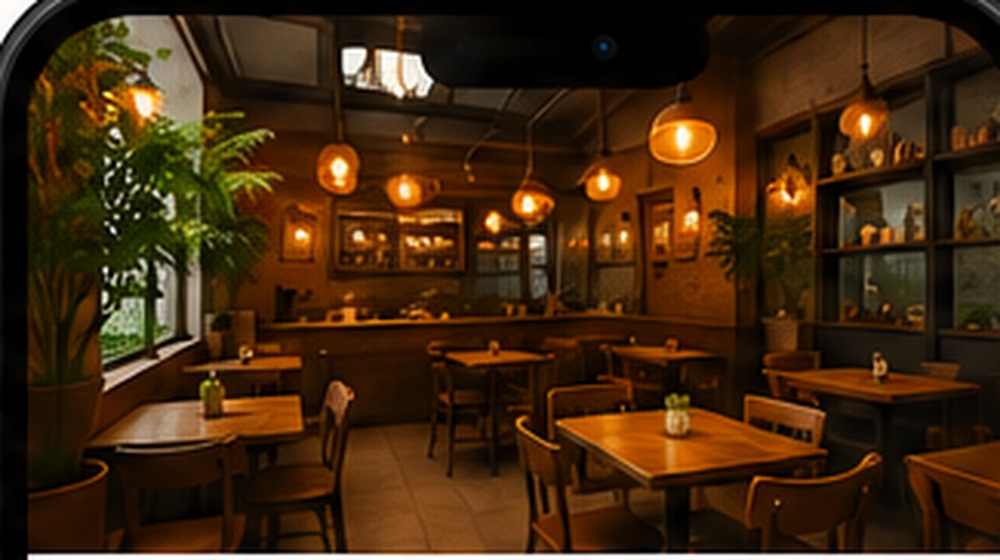 Warm modern café interior